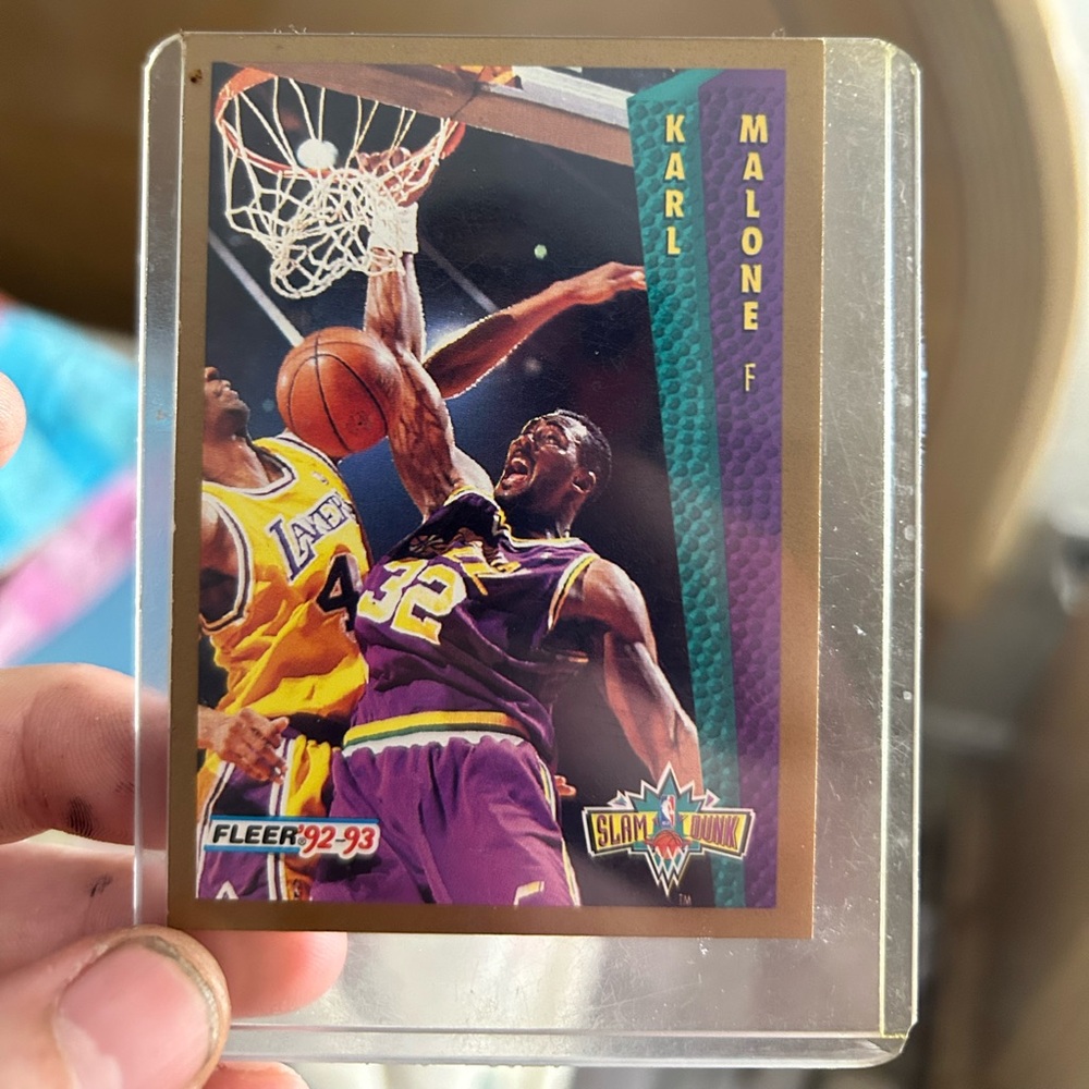 Karl malone 92-93 fleer rare slam dunk card